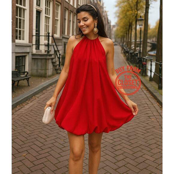 RARE!!! ZARA BLOGGER FAVE!!! Red Halter Neck Short Dress NWT ❤️ - Picture 7 of 16